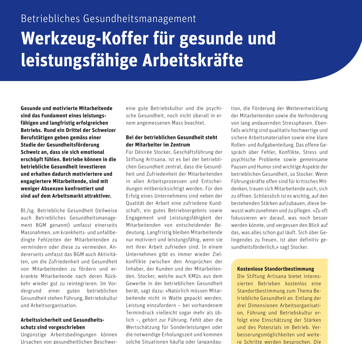 Artikel im Wirtschaftsmagazin für das Gewerbe in Graubünden